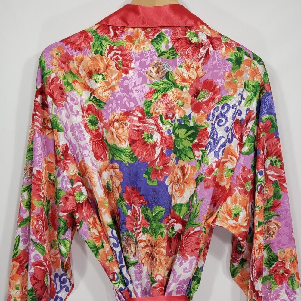 Victoria's Secret  Floral Longsleeve Robe  Satin finish  Belt Tie  Size M/L - Picture 4 of 7